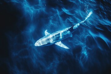 Fototapeta premium Majestic Blue Shark: Prionace Glauca in the Deep Atlantic Ocean - A Glimpse into Africa's Endangered Marine Life