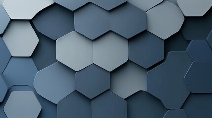 Abstract hexagonal pattern in shades of blue.  Modern geometric background.