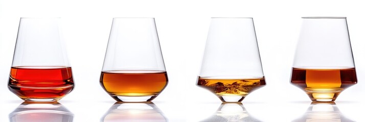 Elegant Whisky Glass. Isolated on White with Reflections. Perfect for Showcasing Premium Scotch and Brandy Spirits