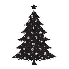 Christmas tree black silhouette vector illustration isolated on a white background