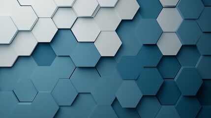Abstract hexagonal pattern in shades of blue and white.  A modern, geometric design.