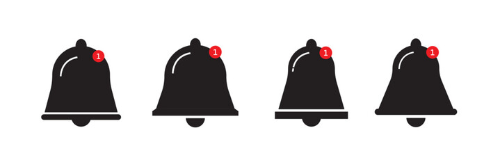 Bell icon. Notification bell icon set. Social media element. Alarm symbol. Vector illustration