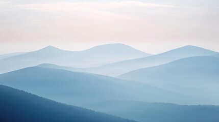 Serene Blue Misty Mountains Landscape Photography
