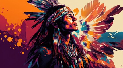 Naklejka premium Celebrating Native American Heritage: Artistic Expressions and Cultural Celebrations for November Commemoration