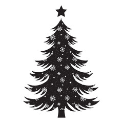 Christmas tree black silhouette vector illustration isolated on a white background