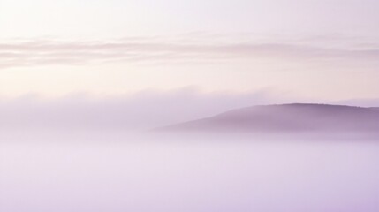 Obraz premium Misty Lavender Mountain Landscape, Serene Foggy Sunrise Scenery