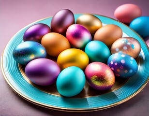 colorful easter eggs on a plate