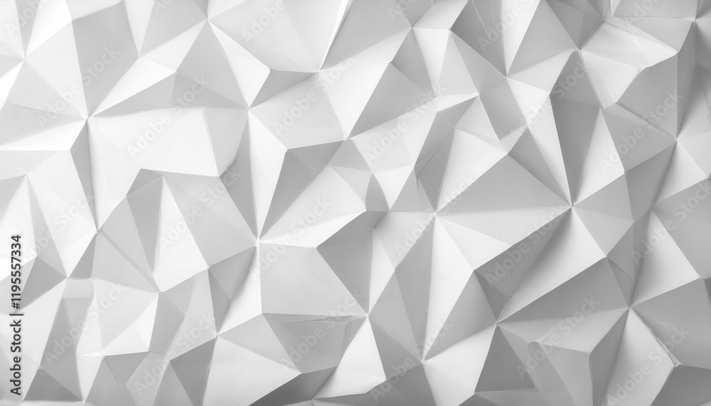 Aufkleber geometric white 3d origami texture with faceted triangular pattern for modern background, graphic de