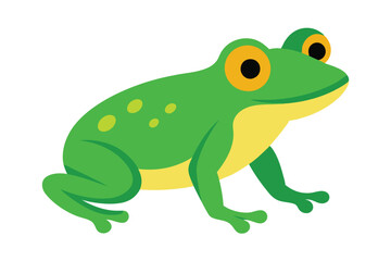 Obraz premium Green Frog Cartoon on Lily Pad 