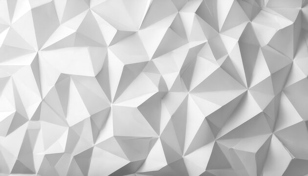 geometric white 3d origami texture with faceted triangular pattern for modern background, graphic designs, and interior decor

