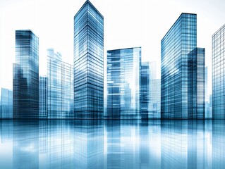 Obraz premium Modern Cityscape Skyline Reflection Digital Art
