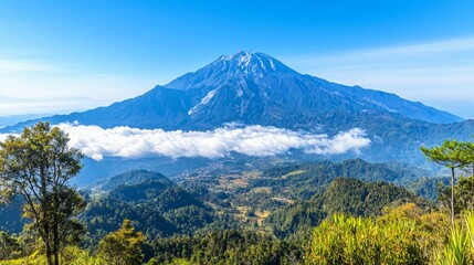 Fototapeta premium Majestic Mountain Landscape with Clouds and Valley