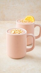 vegan smoothies in pastel color, Oversized Vegan Smoothies in Pastel Cups
