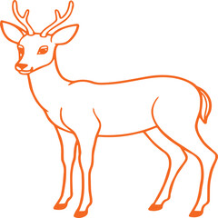 line art deer with color