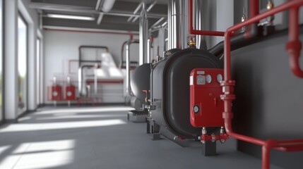 Obraz premium Gas heating and water supply: boiler room in action