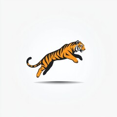 Tiger jumping, illustration, simple background, possible logo use