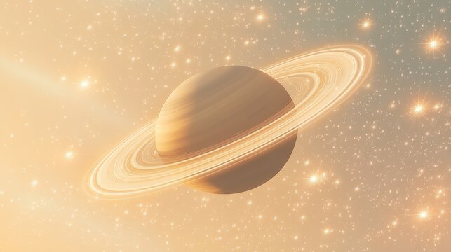 Saturn with its iconic rings displayed against a starry background during twilight