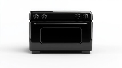 Fototapeta premium Black oven on a white background – isolated image of household appliances