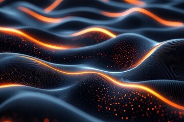 Fototapeta premium Waves of glowing light create an ethereal landscape of flowing patterns and vibrant colors in a dark setting