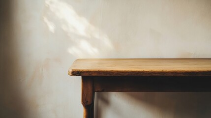 a wooden table with a vase of flowers on it