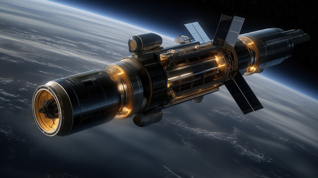 Private investment in space exploration revolutionary technologies orbiting spacecraft innovation futuristic environment