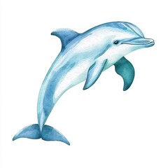 Obraz premium Whimsical watercolor dolphin art ocean depths illustration vibrant colors creative perspective
