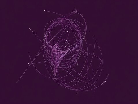 Abstract Purple Swirling Lines and Dots Digital Art Background