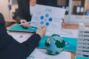 Carbon offset price report CO2 emission. Future growth Net zero waste in ESG ethical SME office...