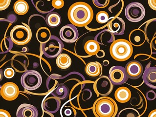 Fototapeta premium Abstract Swirling Circles Pattern: Orange Purple Design