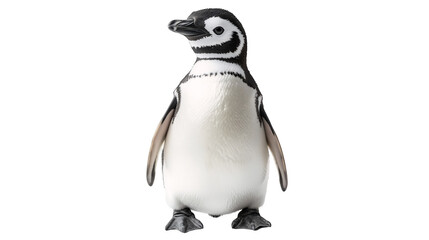 Fototapeta premium An adorable penguin with a sleek black and white body isolated on a transparent background, PNG