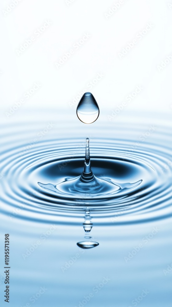 Aufkleber single drop of water falling into calm water surface, creating concentric ripples expanding outwards