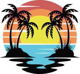 A vector logo design of an orange and yellow sunset © Motiul