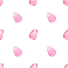 Easter eggs watercolor background. Seamless hand drawn pattern with cute pink eggs for wrapping paper, wallpaper, holidays textile, fabric texture