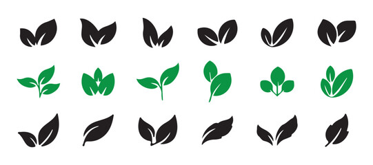 Plant vector collection, diverse leaf shapes, natural elements. Leaf Icons and Symbols. Vector illustration EPS 10
