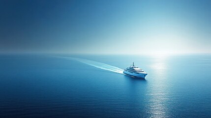 Naklejka premium Luxury yacht sailing on calm ocean.