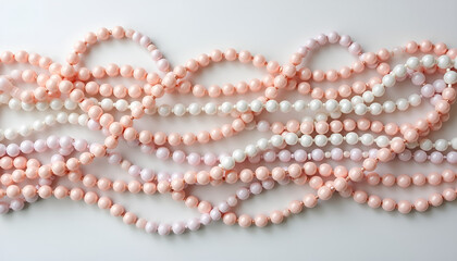 Spring women&rsquo;s accessories: colorful pastel bead necklaces elegantly arranged
