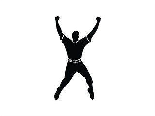 Baseball Player Celebrating Home Run Silhouette | Sports Art Design