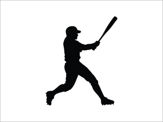 Baseball Player Swinging Bat Silhouettes - Sports Vector Art