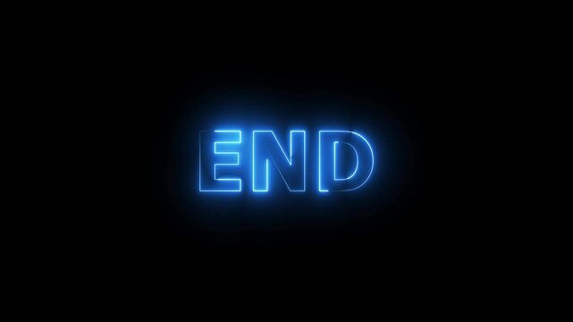 End neon sign animation. Glowing neon lines end text animation on black background. Seamless loop. Looping neon glow effect END word