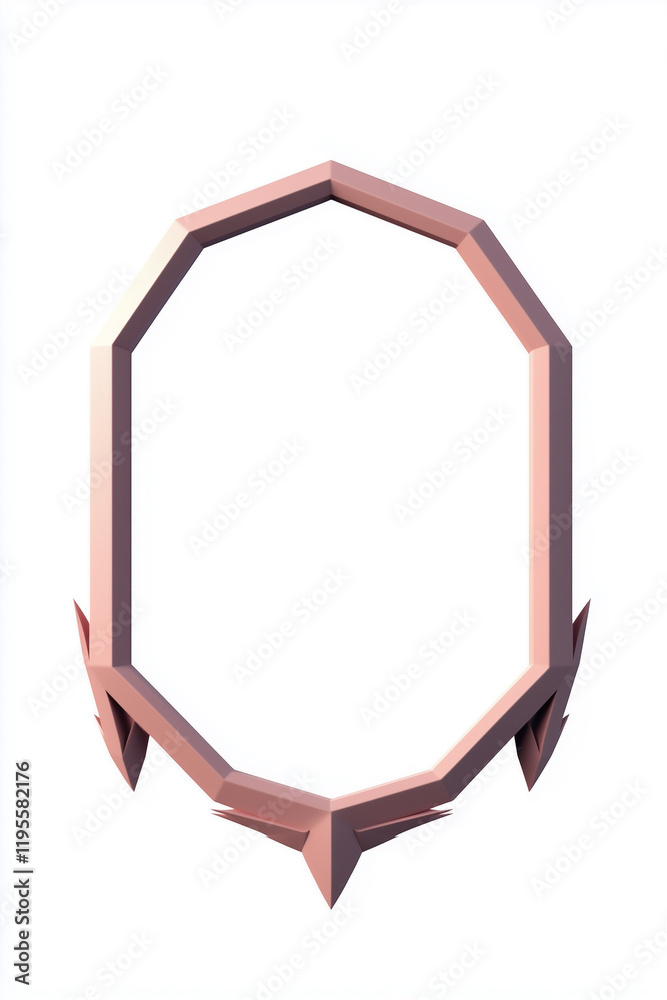 Poster Minimalistic low-poly 3D frame with geometric design and pastel colors on a clean background