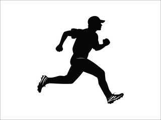 Baseball Runner Silhouette | Athlete in Action Artwork