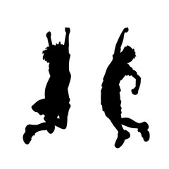 Silhouette of Jumping Kids - Vector Illustration