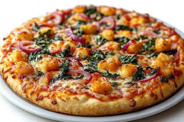 Delicious Spinach and Potato Pizza with Red Onions