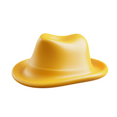 A Vivid Yellow Fedora Hat: 3D Rendered Fashion Accessory