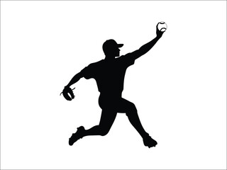 Fototapeta na wymiar Baseball Player Throwing Silhouette Vector for Sports Art