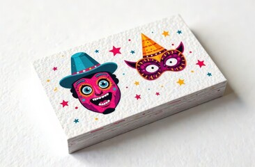 Professional Purim Business Card with Playful Mask Design