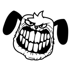 Dog Monster Evil Dangerous Teeth Grin Smile Cool Design Lover Art Vector Illustration Card T-Shirt Poster Sticker Graphic Print Decorative Drawing Isolated Logo Decoration Symbol Creative Cool Style

