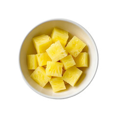 Freshly cubed pineapple in bowl 