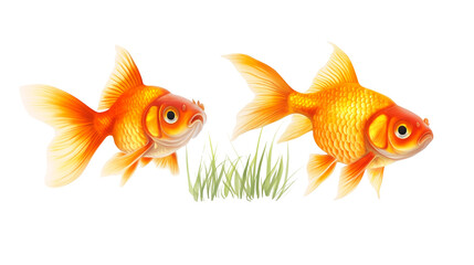 Fototapeta premium Goldfishes isolated on a transparent background, PNG