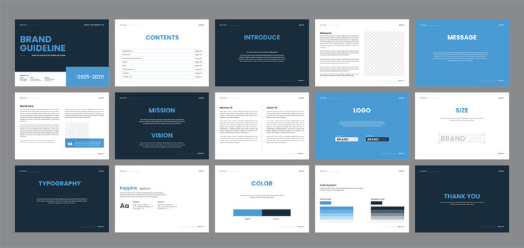 Brand guidelines template, elegant, editable, professional design layout